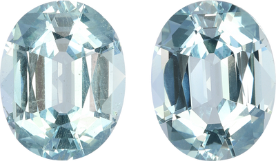 Oval cut aquamarine, 13.63 by 10.56 mm, shown at actual size