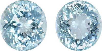 Oval cut aquamarine, 13.17 by 12.03 mm, shown at actual size