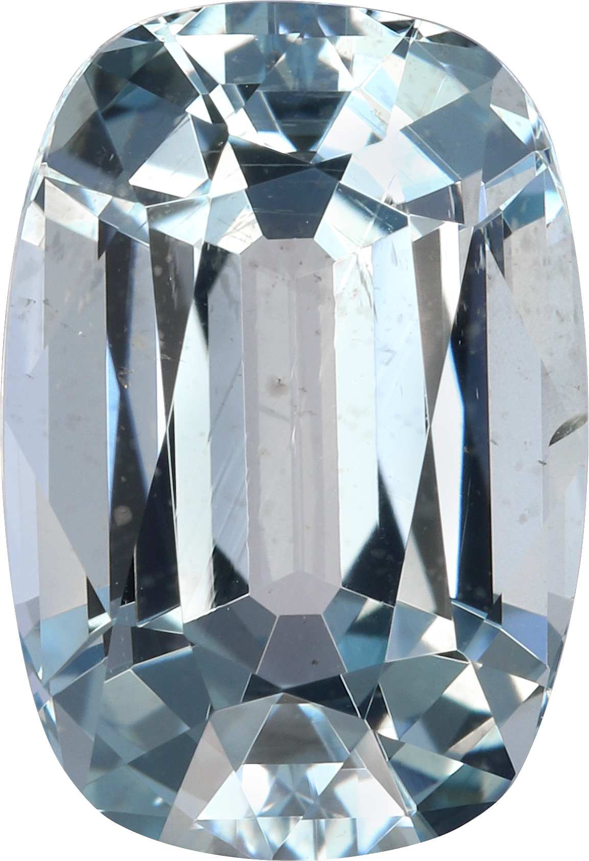 Cushion cut aquamarine, 12.81 by 8.72 mm, shown at actual size