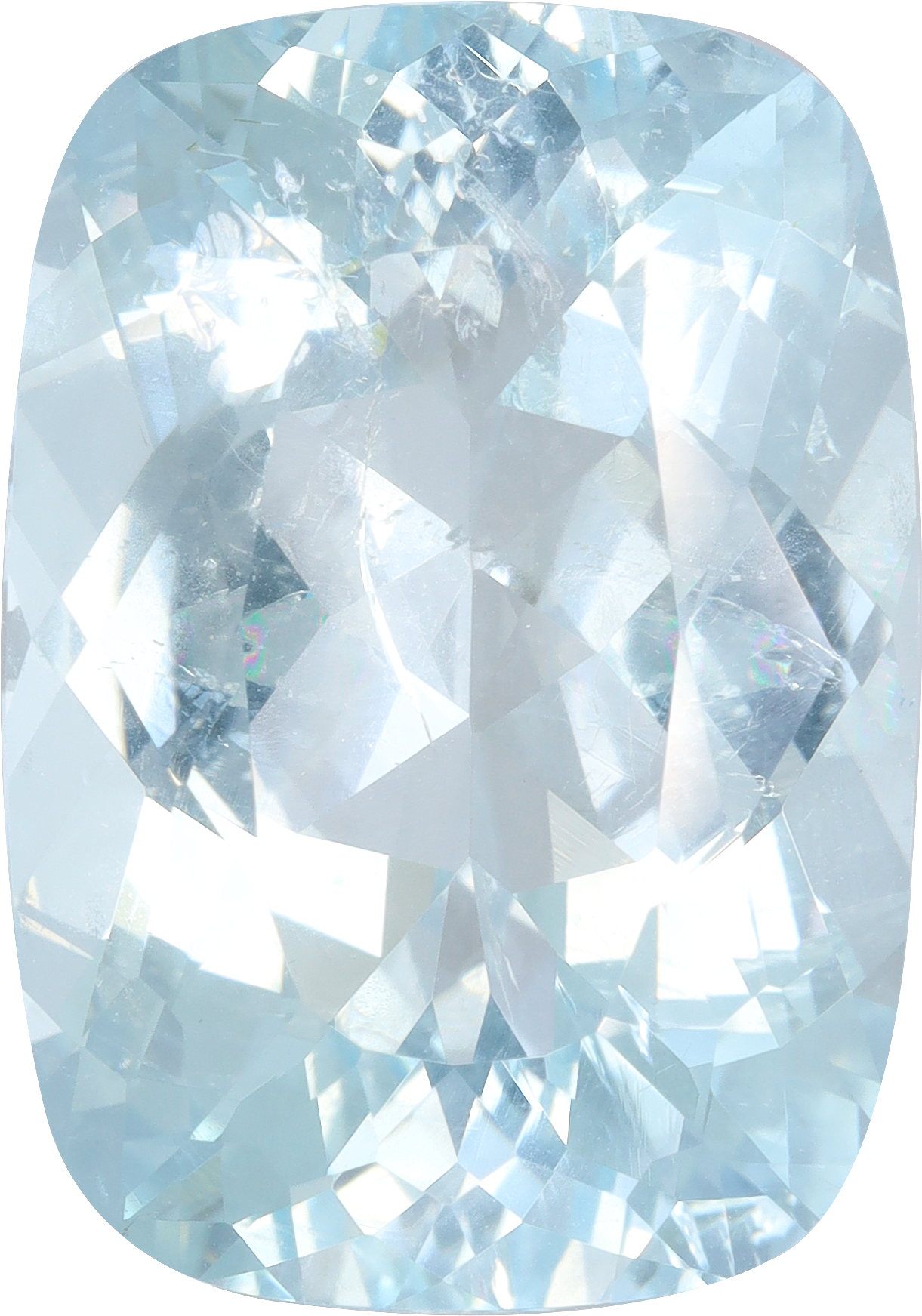 Cushion cut aquamarine, 19.11 by 13.38 mm, shown at actual size