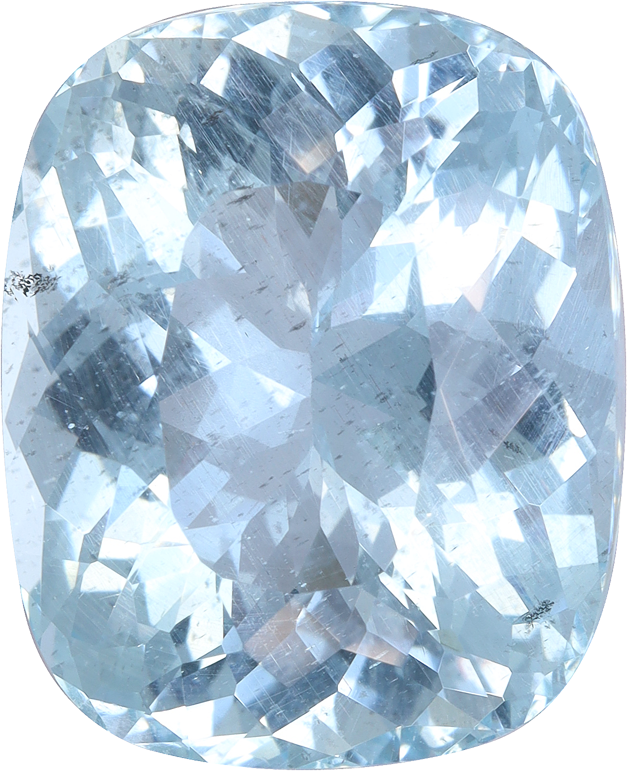 Cushion cut aquamarine, 17.88 by 14.55 mm, shown at actual size