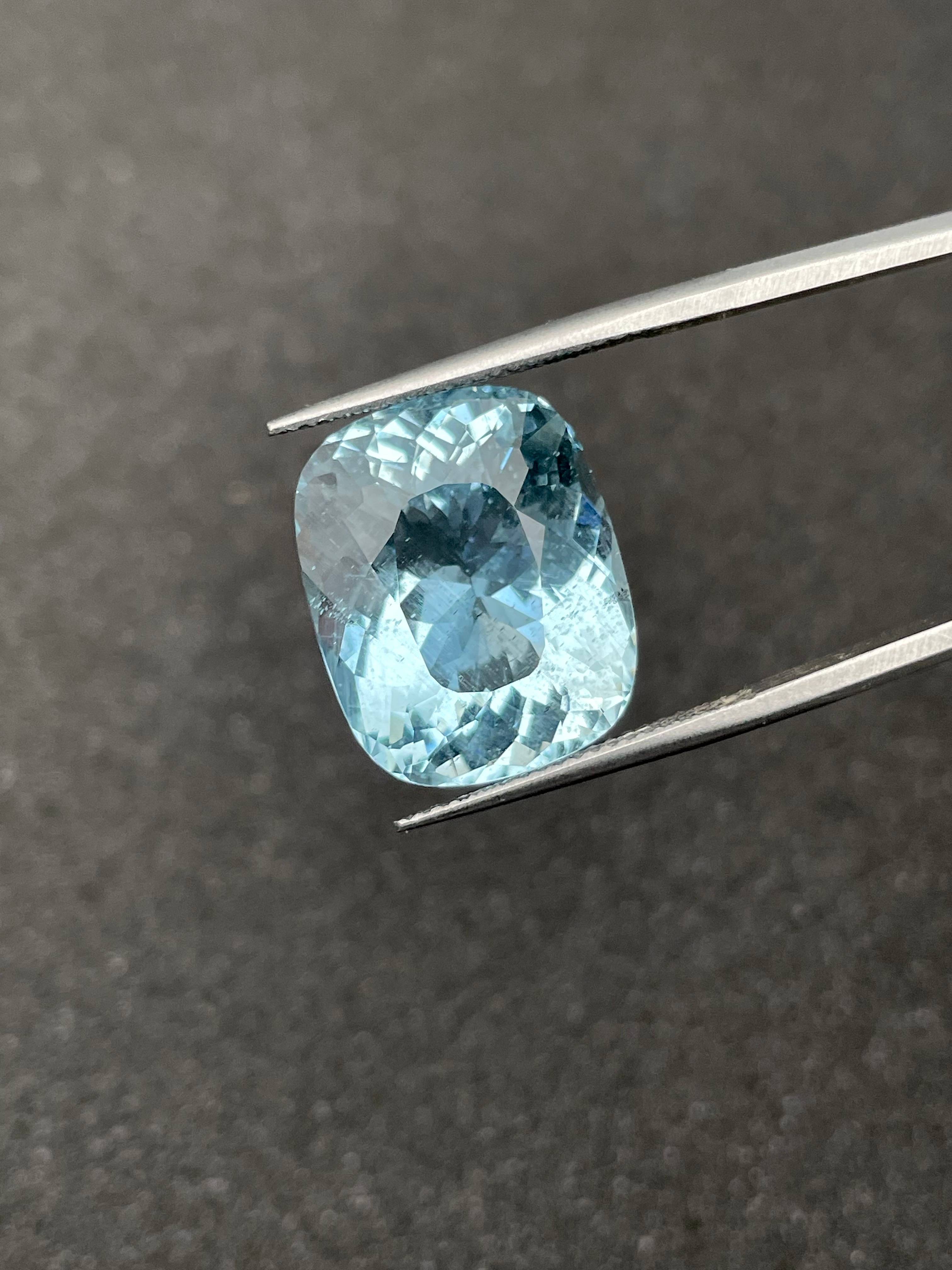 baby blue aquamarine, 16.07ct cushion cut — view 5