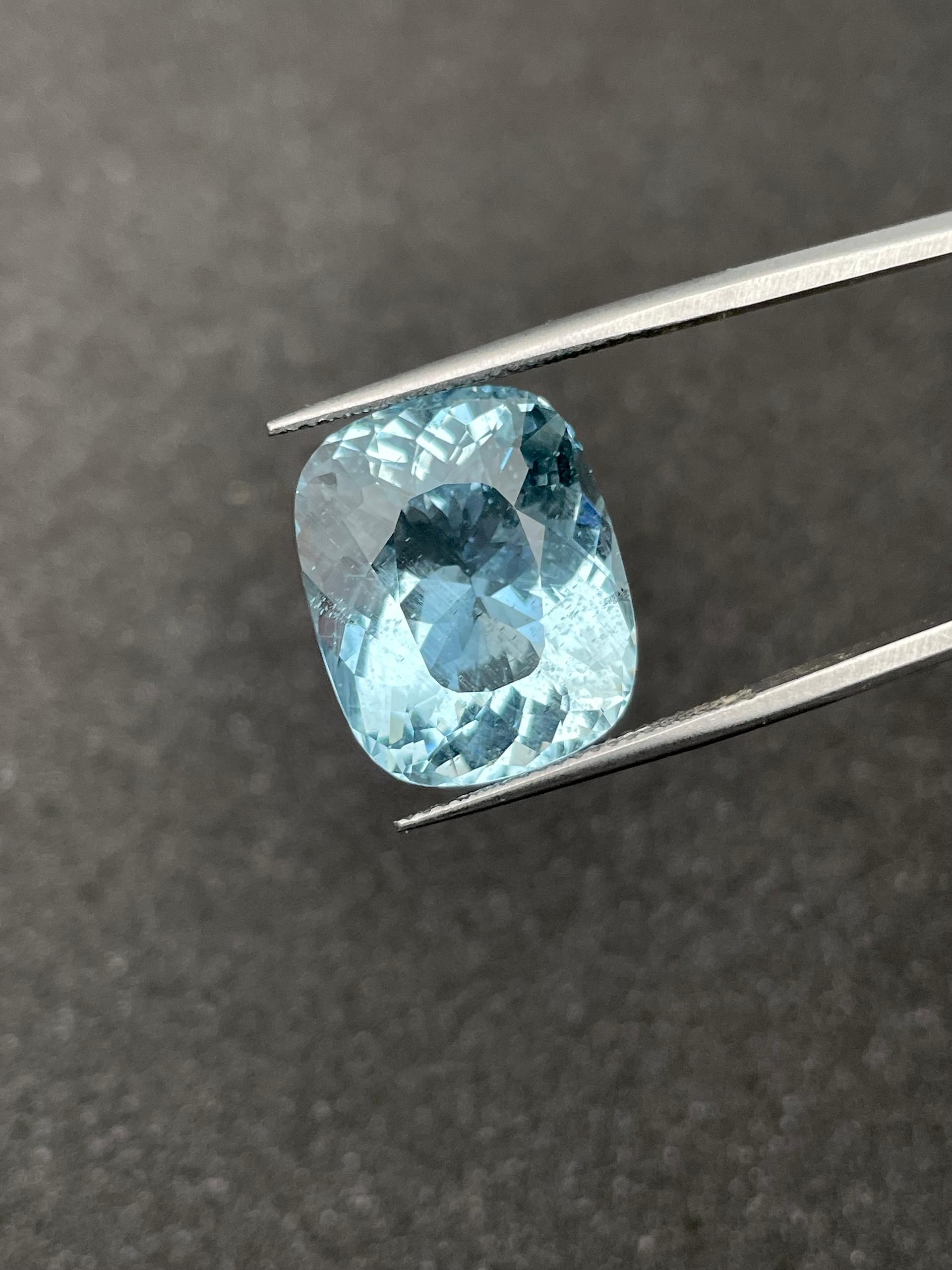 baby blue aquamarine, 16.07ct cushion cut — view 5