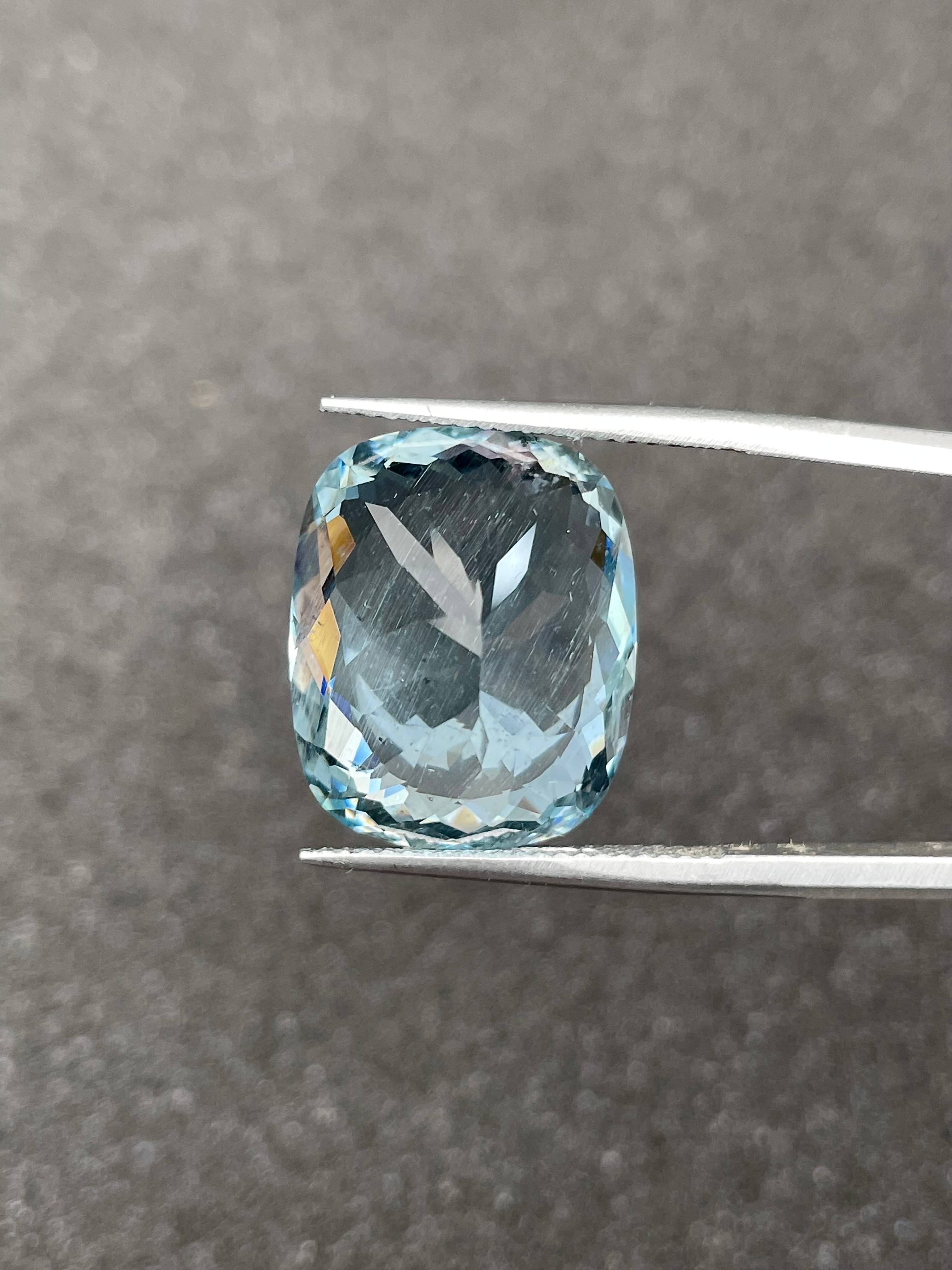 baby blue aquamarine, 16.07ct cushion cut — view 6