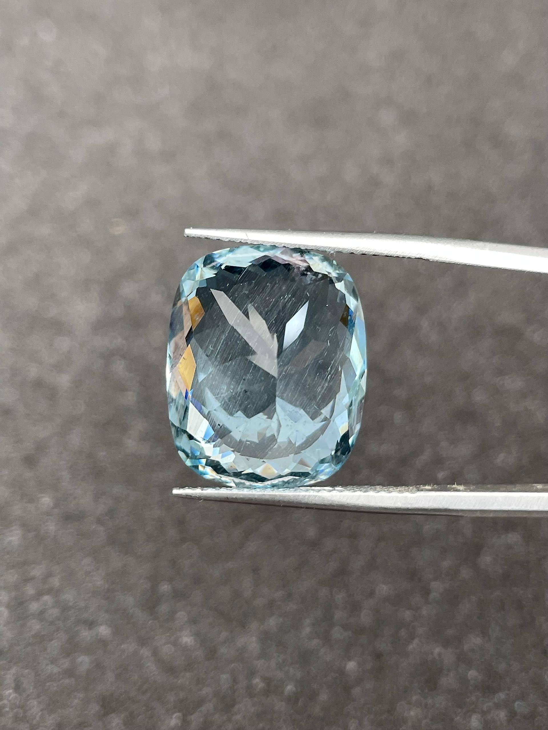 baby blue aquamarine, 16.07ct cushion cut — view 6