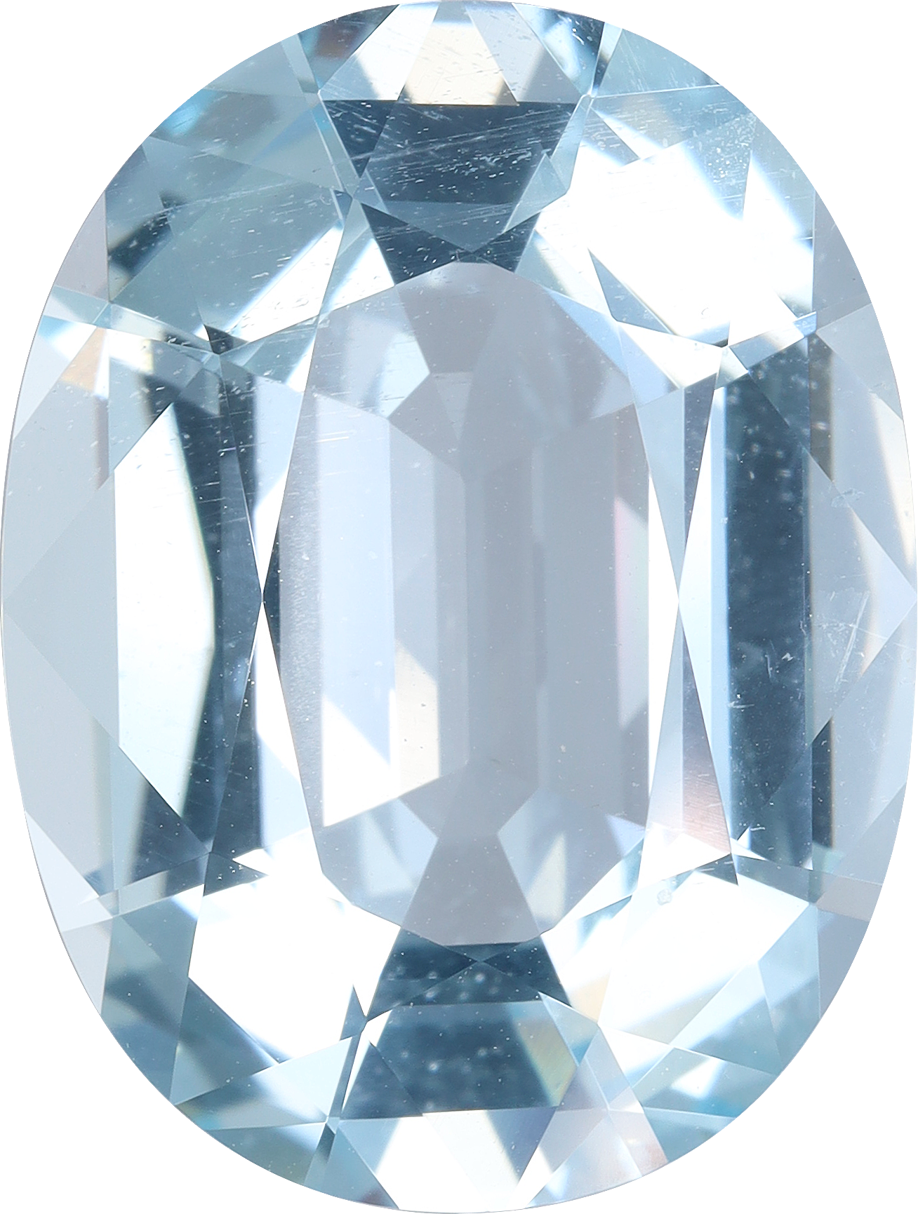 Oval cut aquamarine, 20.09 by 15.21 mm, shown at actual size