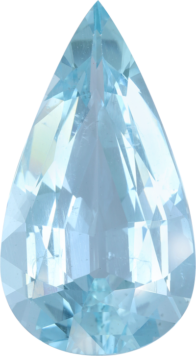 Pear cut aquamarine, 33.75 by 18.8 mm, shown at actual size