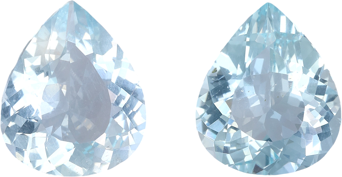 Pear cut aquamarine, 12.73 by 9.99 mm, shown at actual size