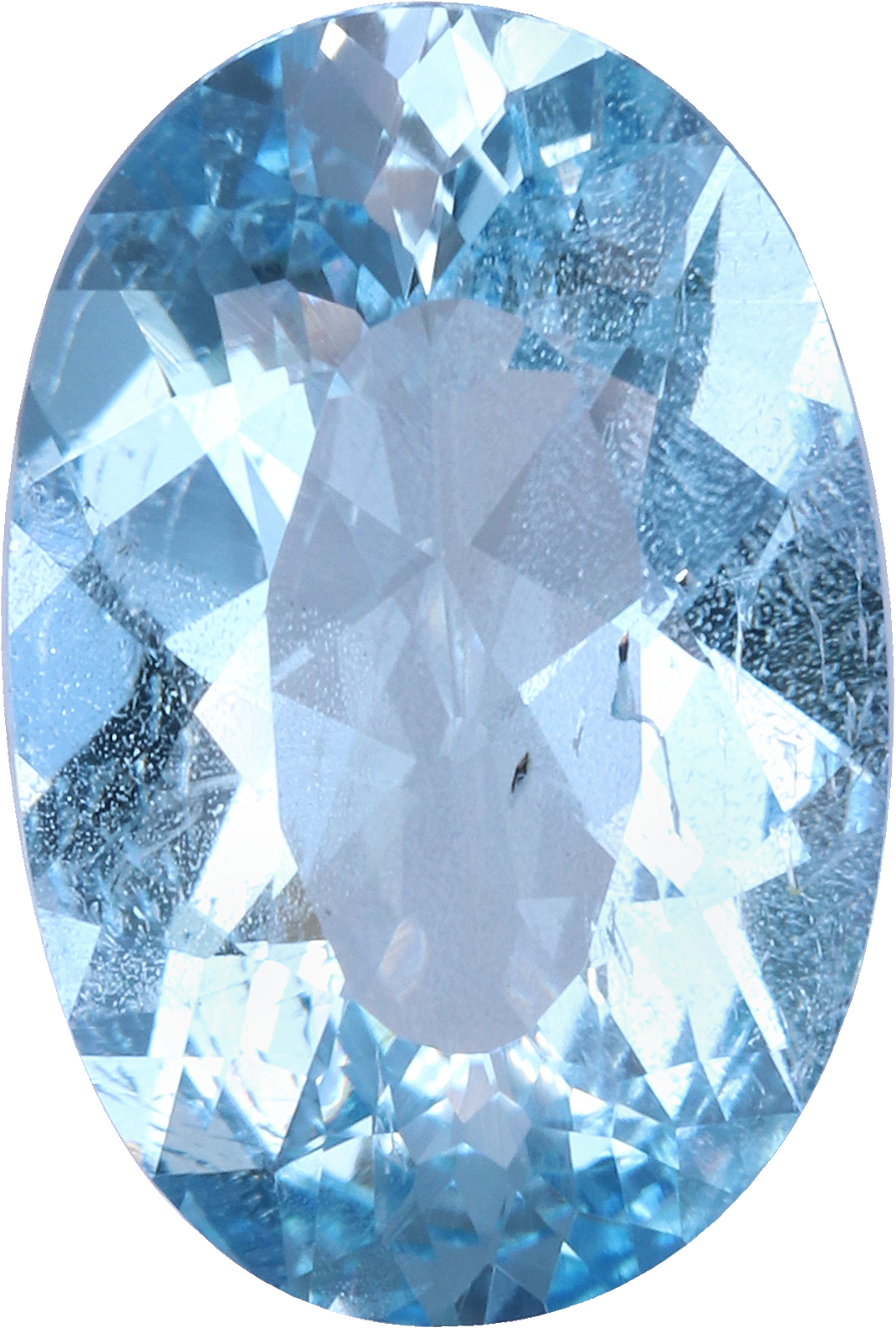 Oval cut aquamarine, 12.08 by 8.1 mm, shown at actual size