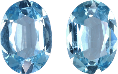 Oval cut aquamarine, 9.34 by 6.58 mm, shown at actual size
