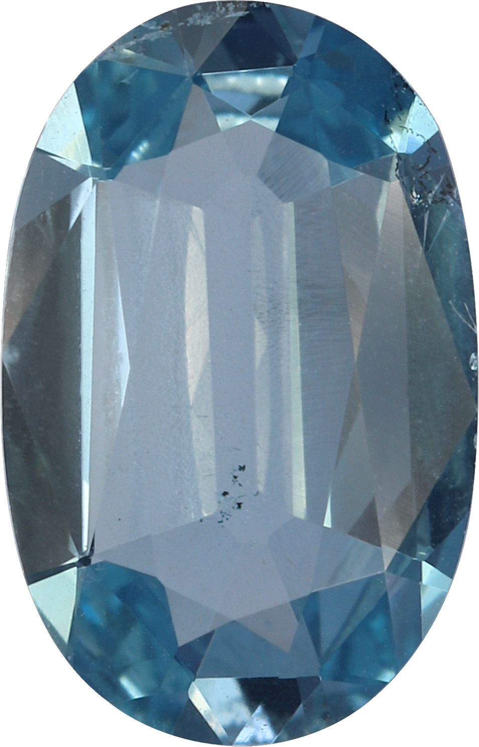 Oval cut aquamarine, 9.1 by 5.82 mm, shown at actual size