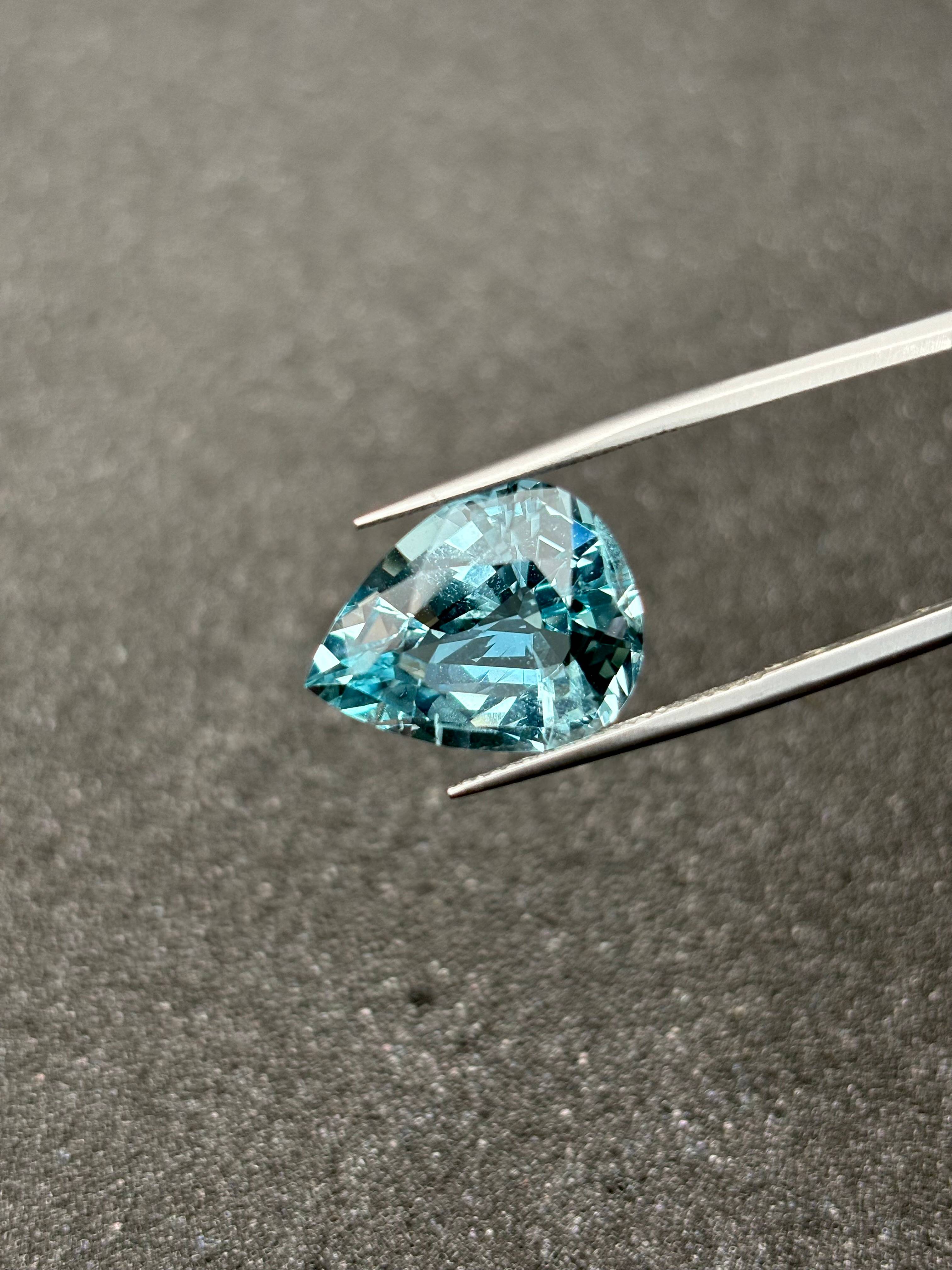 baby blue aquamarine, 12.4ct pear cut — view 5
