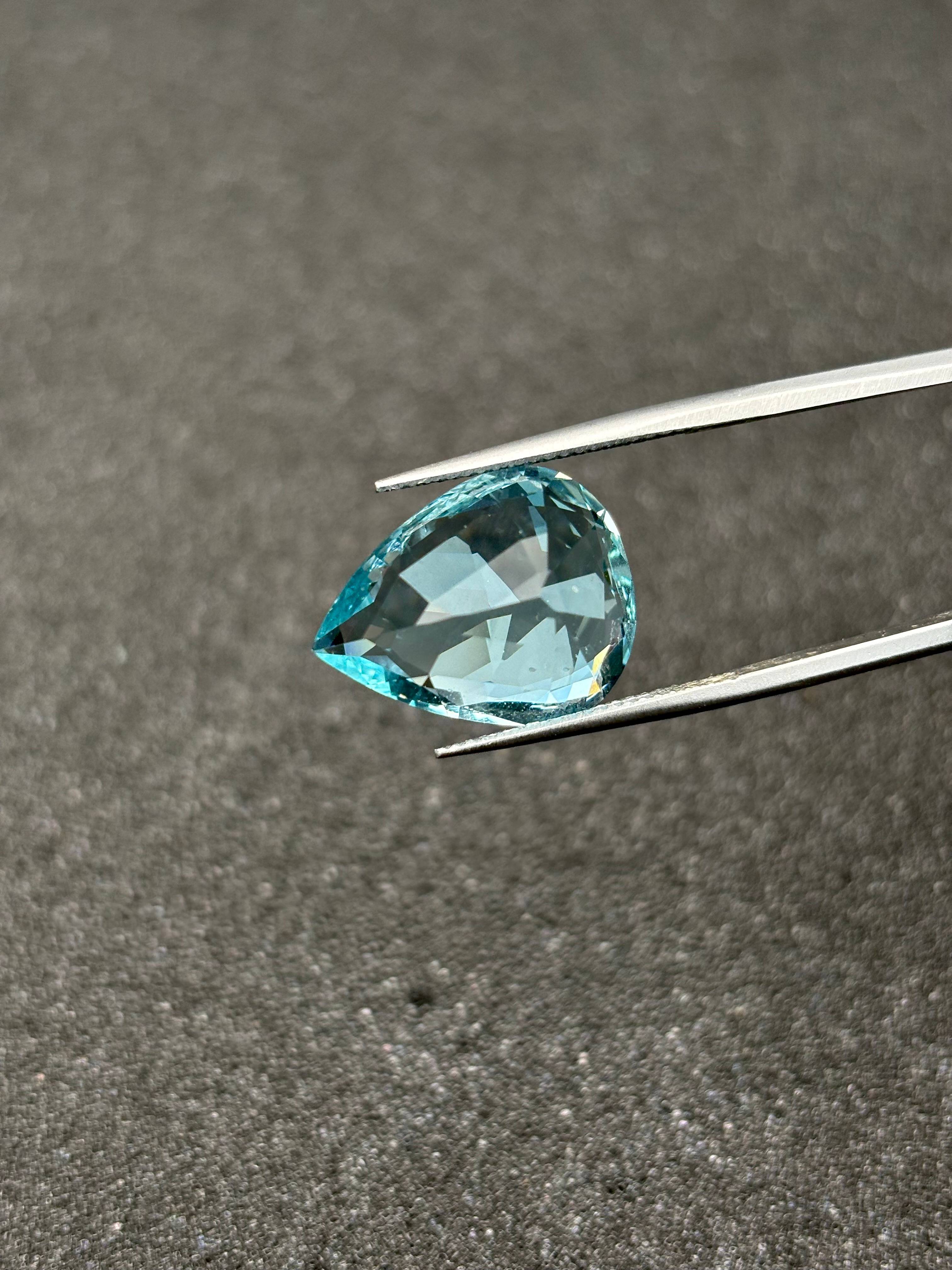 baby blue aquamarine, 12.4ct pear cut — view 6