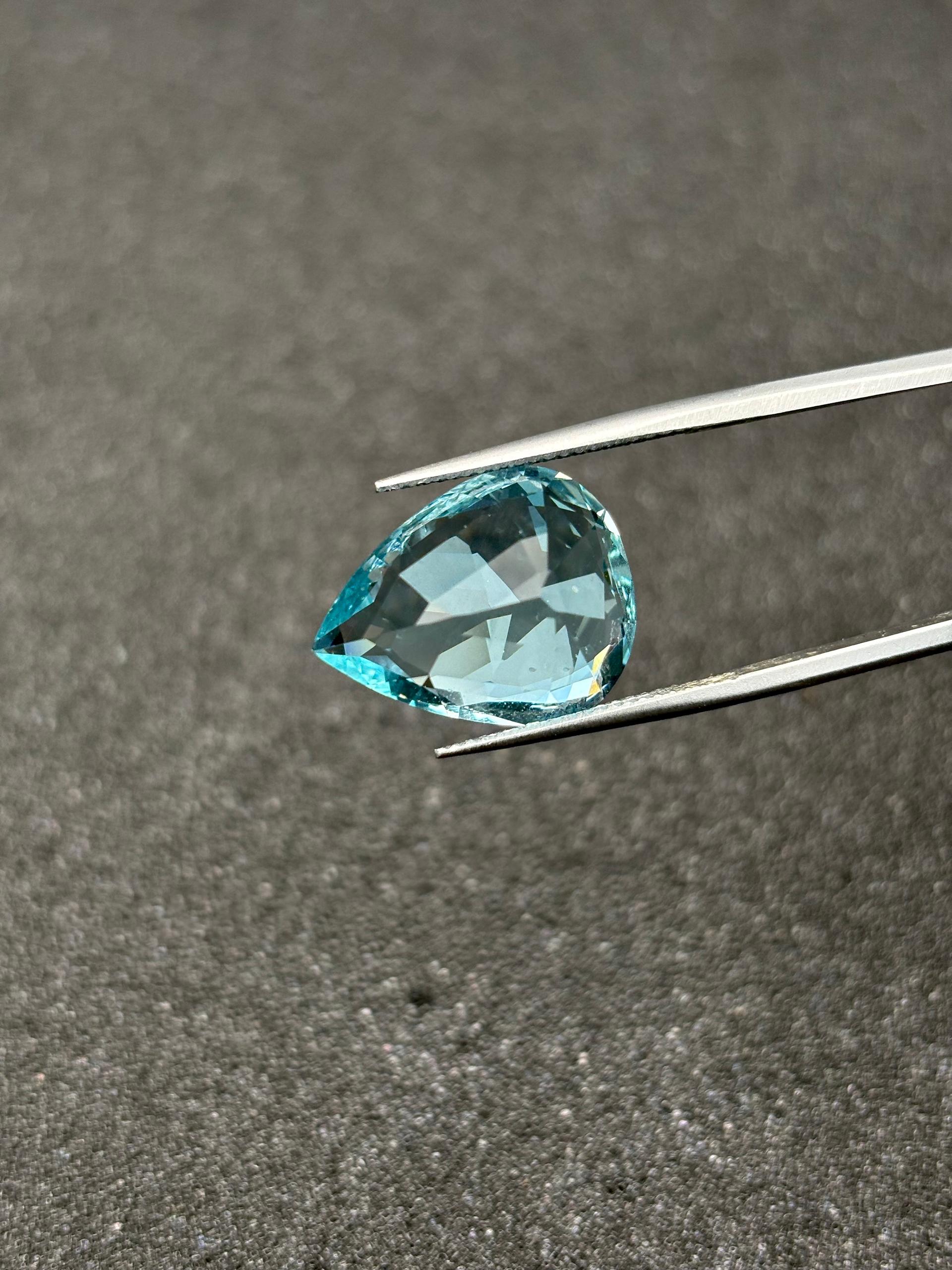 baby blue aquamarine, 12.4ct pear cut — view 6