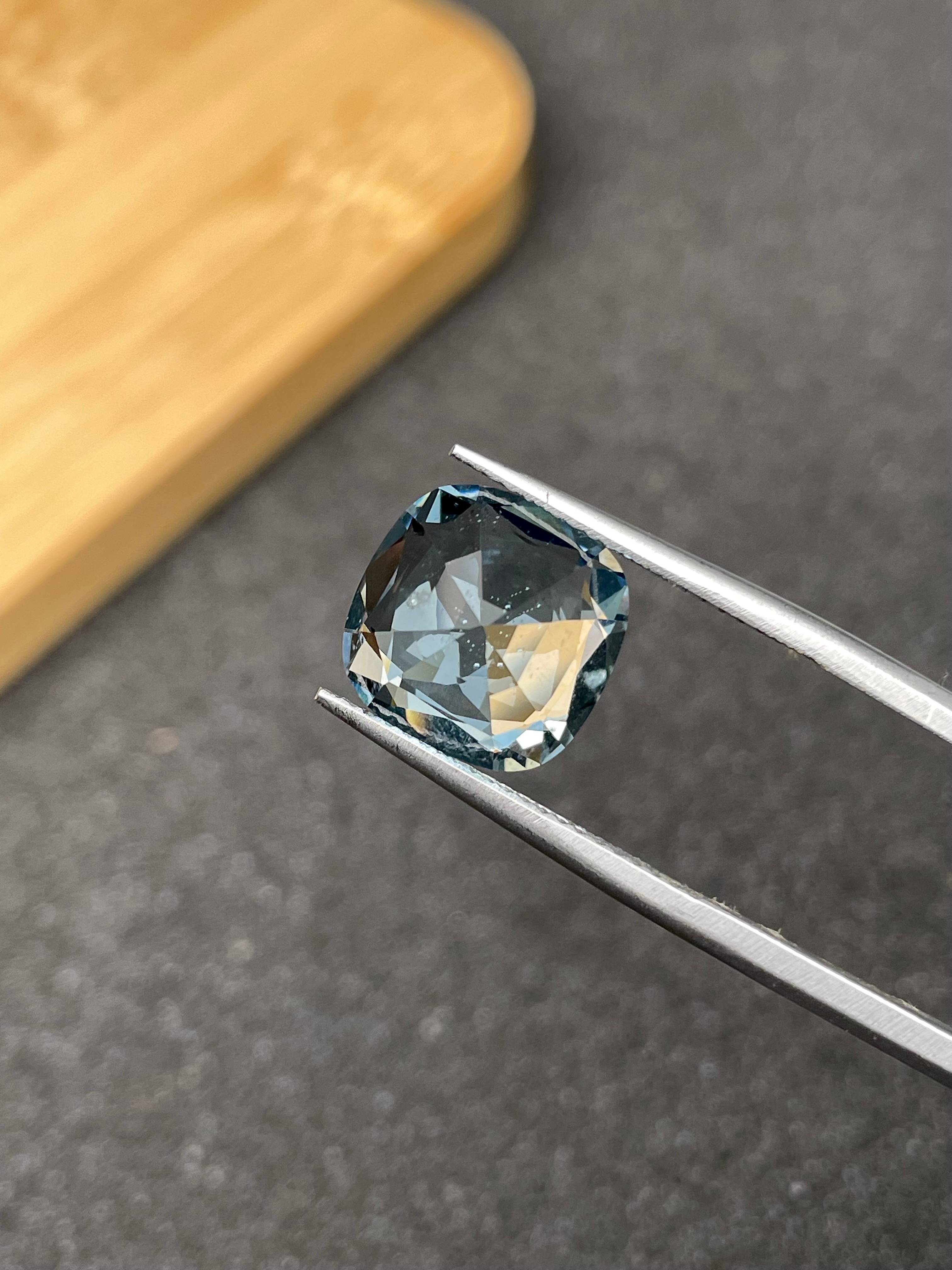 baby blue aquamarine, 4.54ct cushion cut — view 6