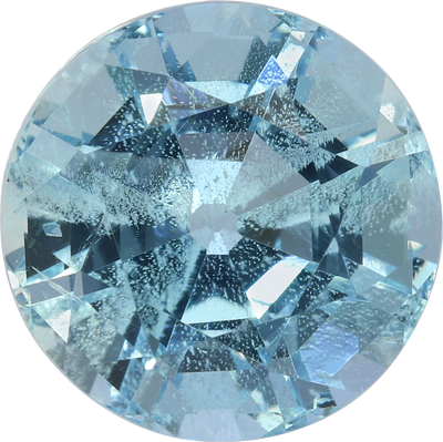 Round cut aquamarine, 10.16 by 10.15 mm, shown at actual size