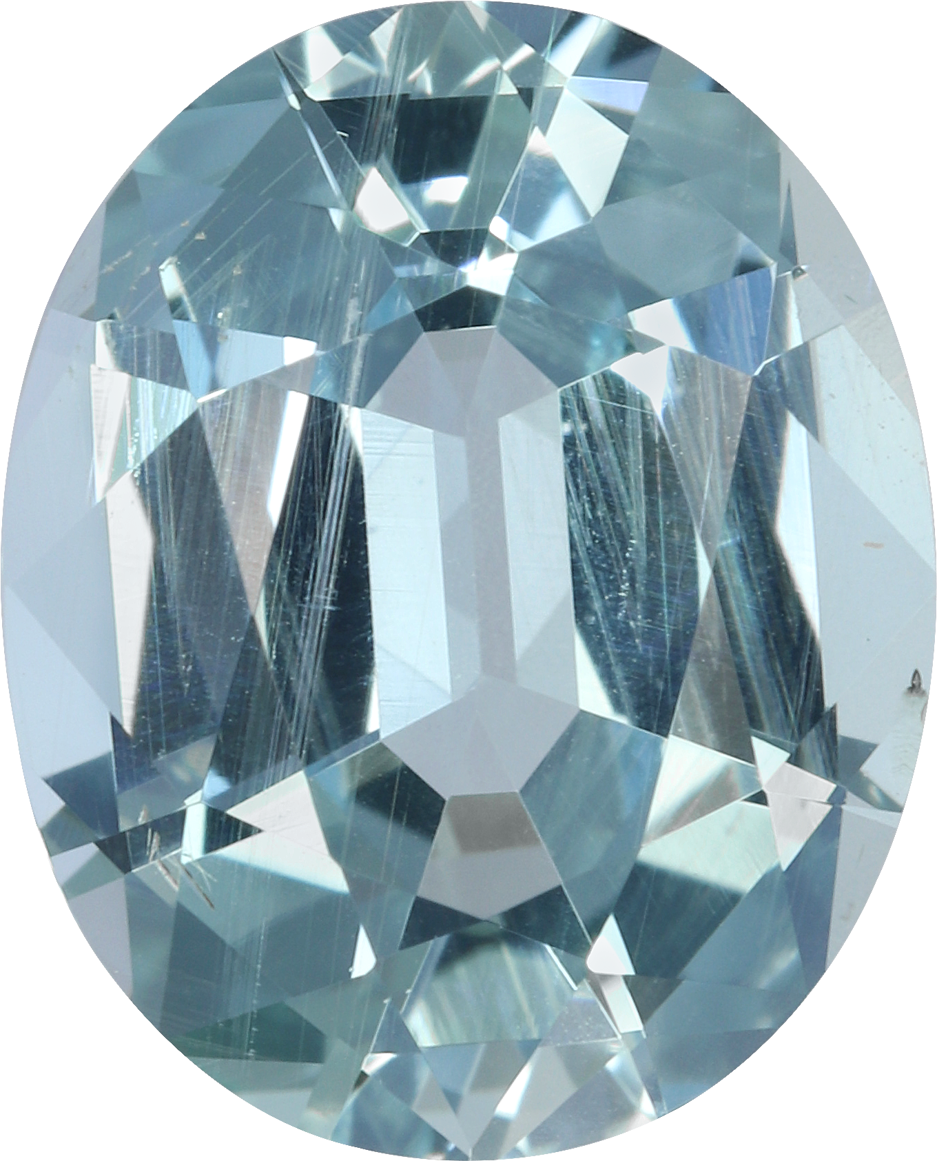 Oval cut aquamarine, 11.94 by 9.61 mm, shown at actual size