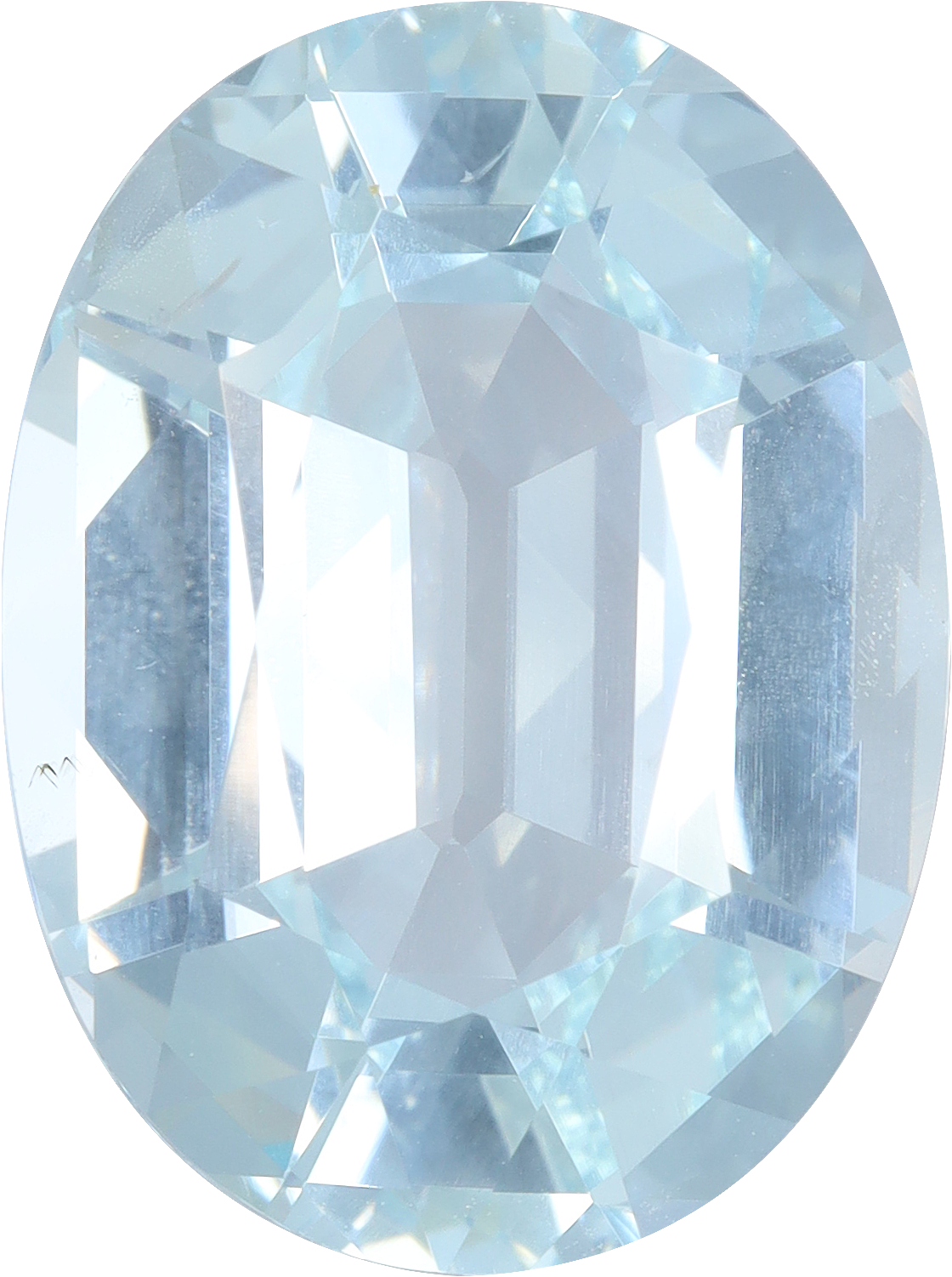 Oval cut aquamarine, 17.29 by 12.92 mm, shown at actual size