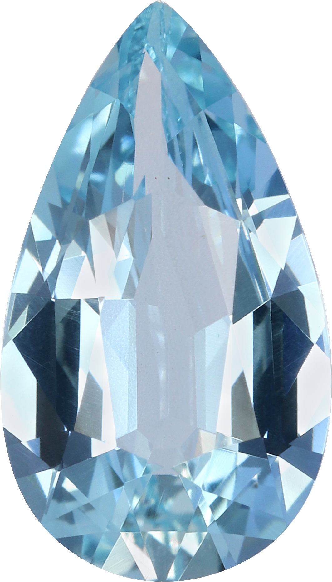 Pear cut aquamarine, 12.36 by 7.09 mm, shown at actual size