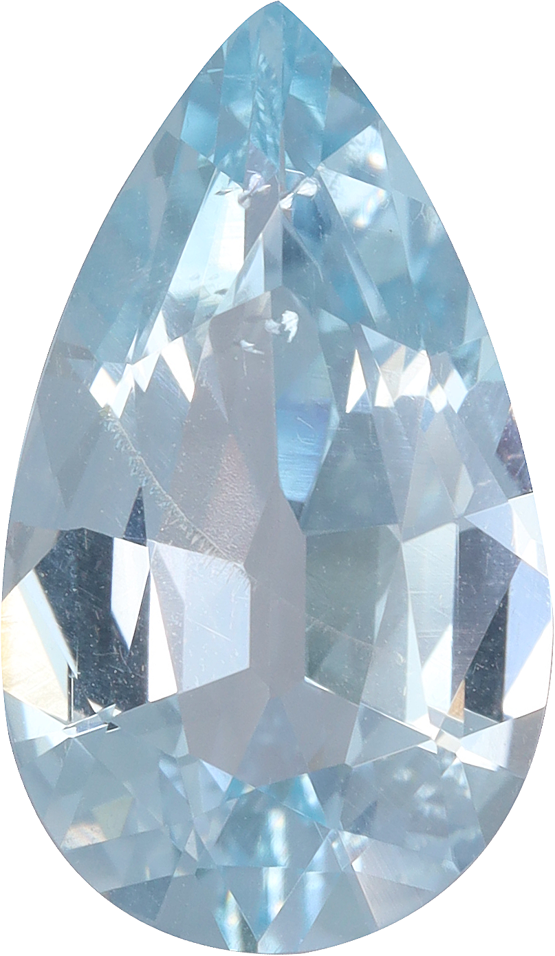Pear cut aquamarine, 14.05 by 8.21 mm, shown at actual size