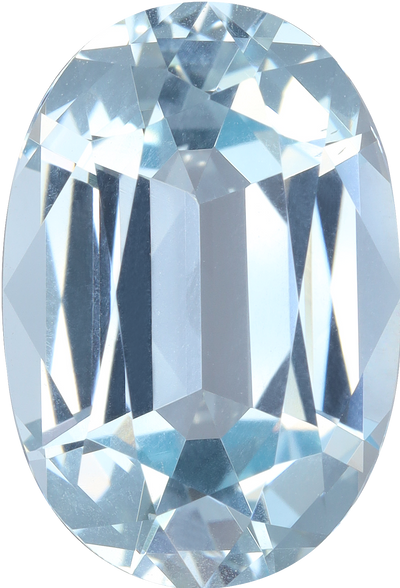 Oval cut aquamarine, 17.21 by 11.72 mm, shown at actual size