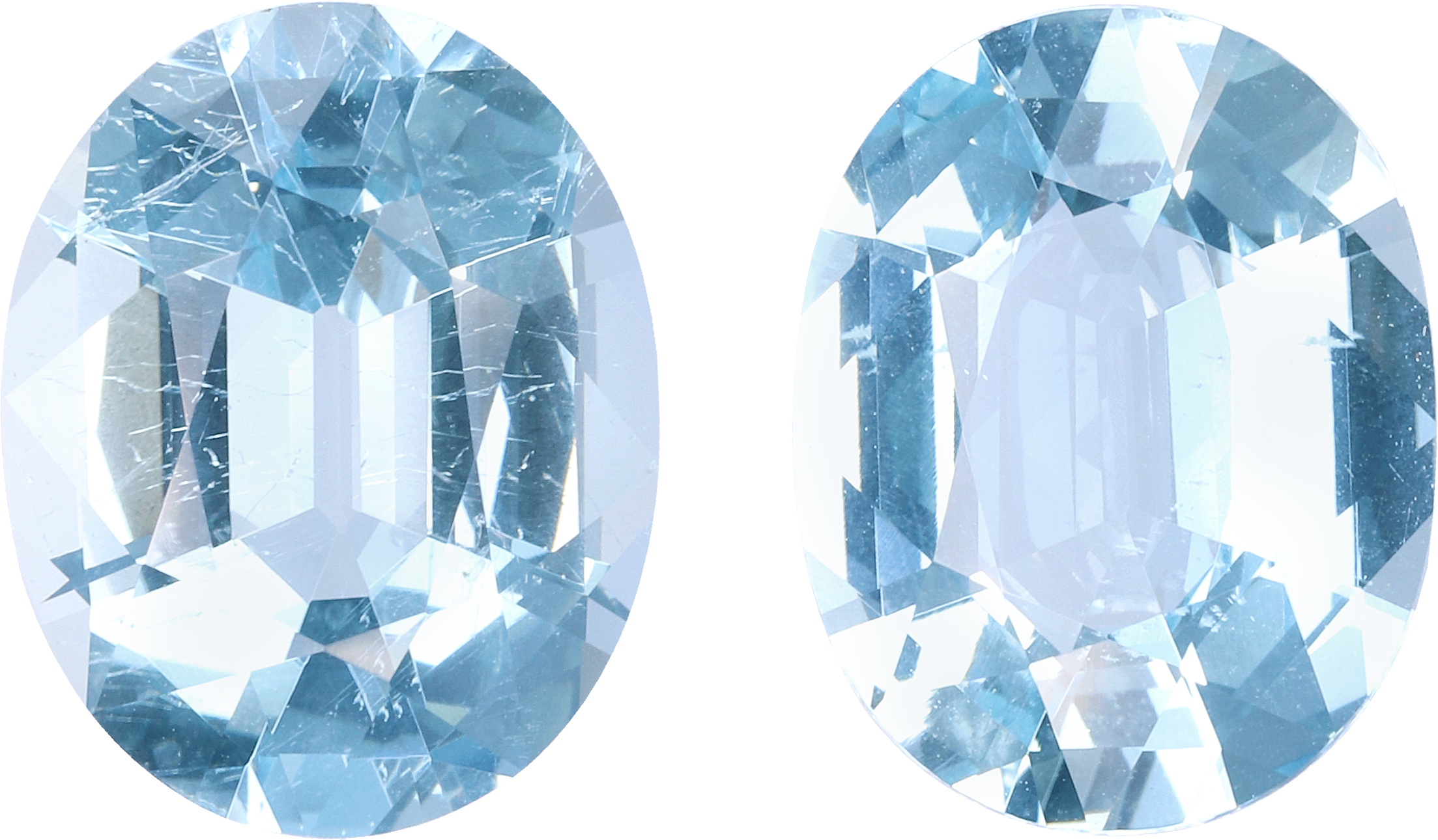 Oval cut aquamarine, 14.07 by 11.1 mm, shown at actual size
