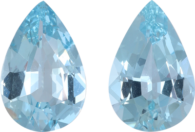 Pear cut aquamarine, 13.27 by 8.67 mm, shown at actual size