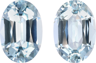 Oval cut aquamarine, 12.02 by 8.11 mm, shown at actual size