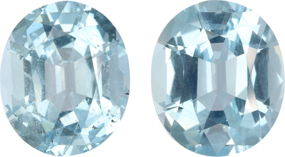 Oval cut aquamarine, 14.13 by 12.12 mm, shown at actual size
