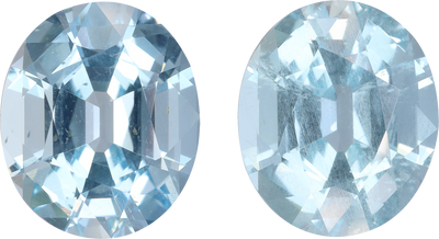Oval cut aquamarine, 12.79 by 10.82 mm, shown at actual size