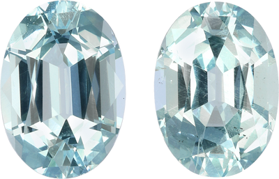 Oval cut aquamarine, 13.11 by 9.32 mm, shown at actual size