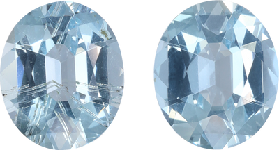 Oval cut aquamarine, 12.12 by 10.1 mm, shown at actual size