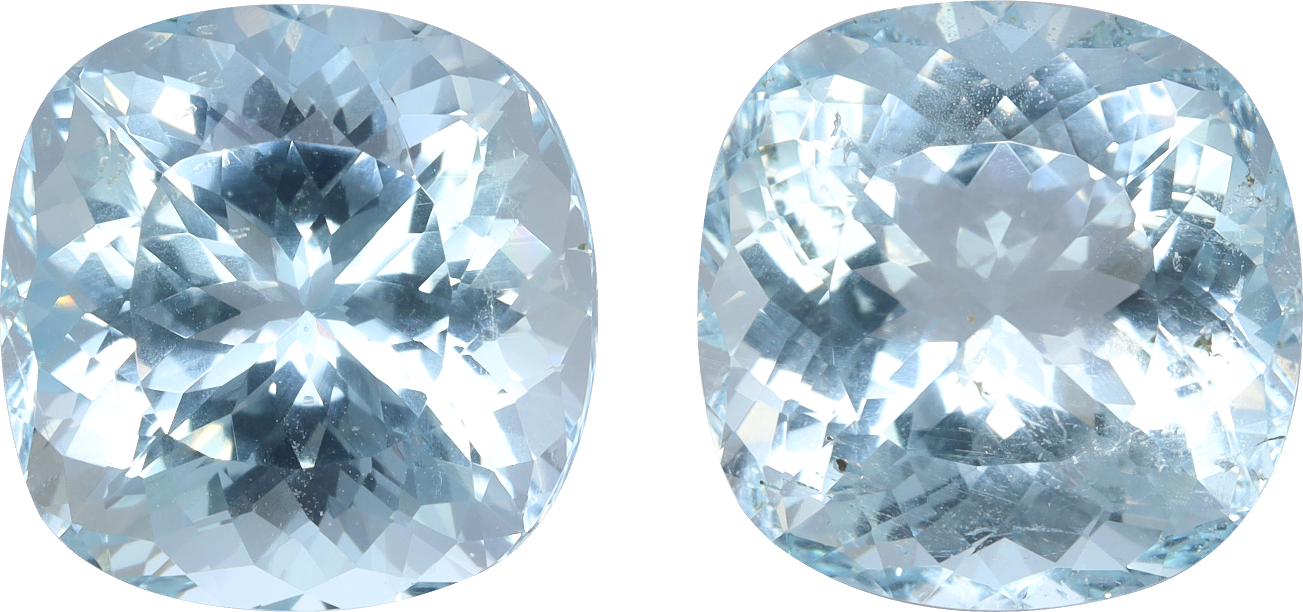Cushion cut aquamarine, 10.94 by 10.92 mm, shown at actual size