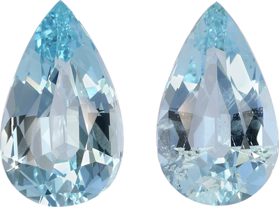 Pear cut aquamarine, 13.81 by 8.3 mm, shown at actual size