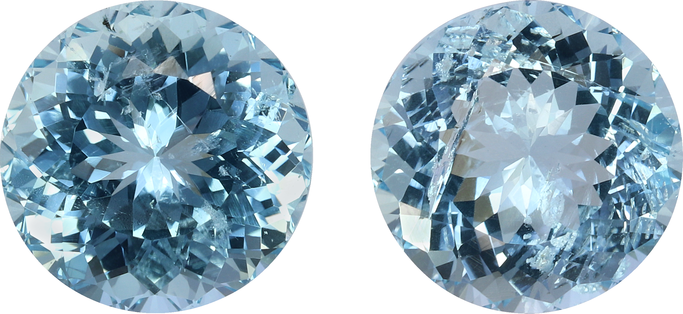 Round cut aquamarine, 10.63 by 10.58 mm, shown at actual size