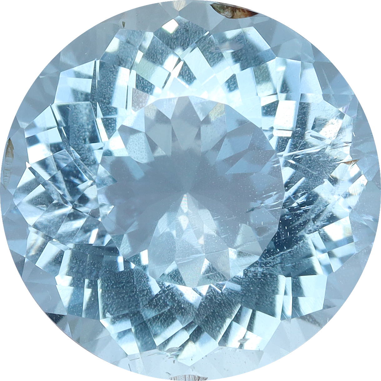 Round cut aquamarine, 12.54 by 12.52 mm, shown at actual size