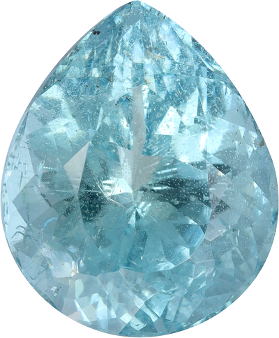 Pear cut aquamarine, 12.16 by 10 mm, shown at actual size