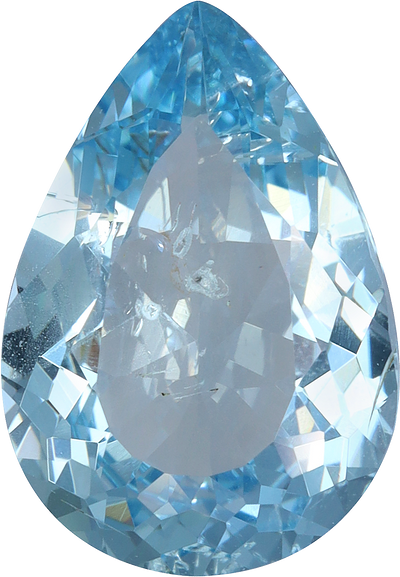 Pear cut aquamarine, 13.69 by 9.5 mm, shown at actual size