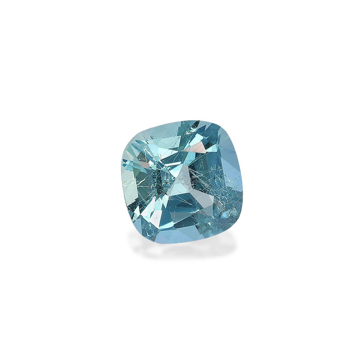 teal blue aquamarine, 3.57ct cushion cut — view 3