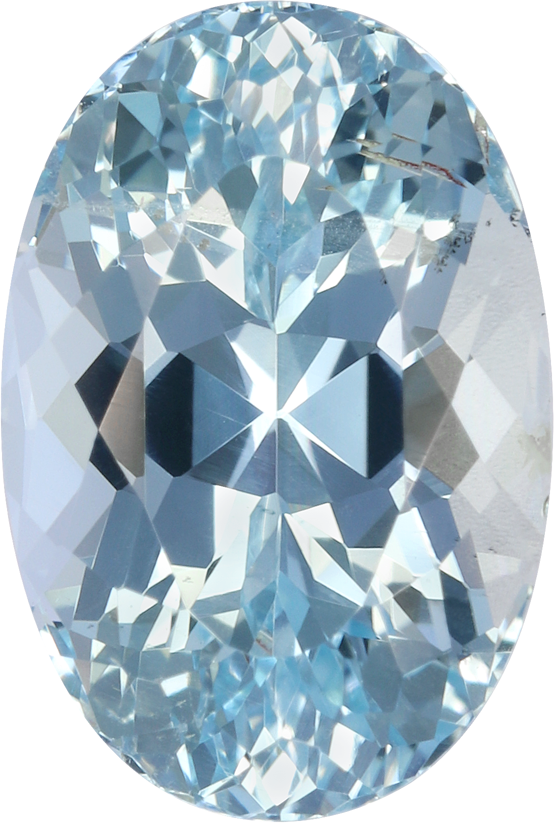 Oval cut aquamarine, 12.15 by 8.17 mm, shown at actual size