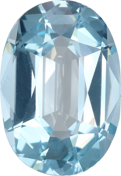 Oval cut aquamarine, 16.5 by 11.42 mm, shown at actual size