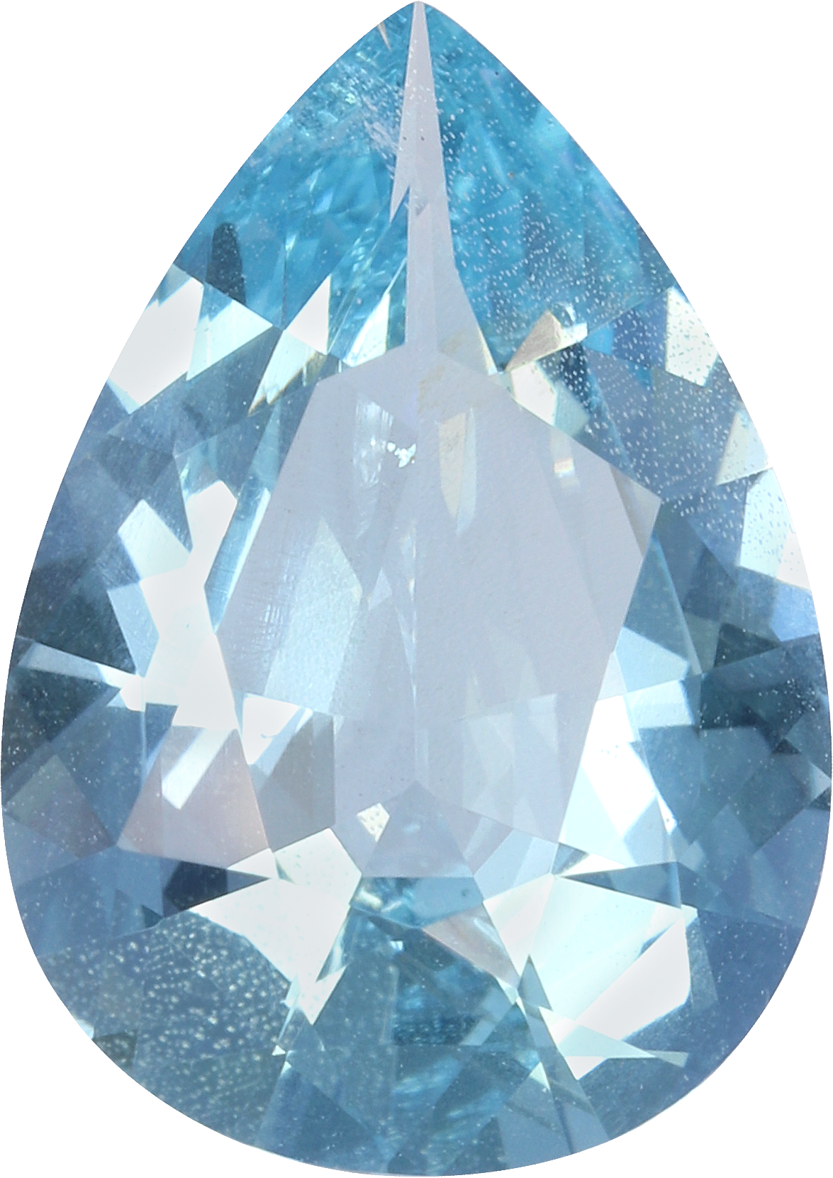 Pear cut aquamarine, 12.54 by 8.9 mm, shown at actual size