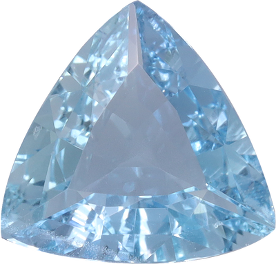 Trilliant cut aquamarine, 8.88 by 8.57 mm, shown at actual size