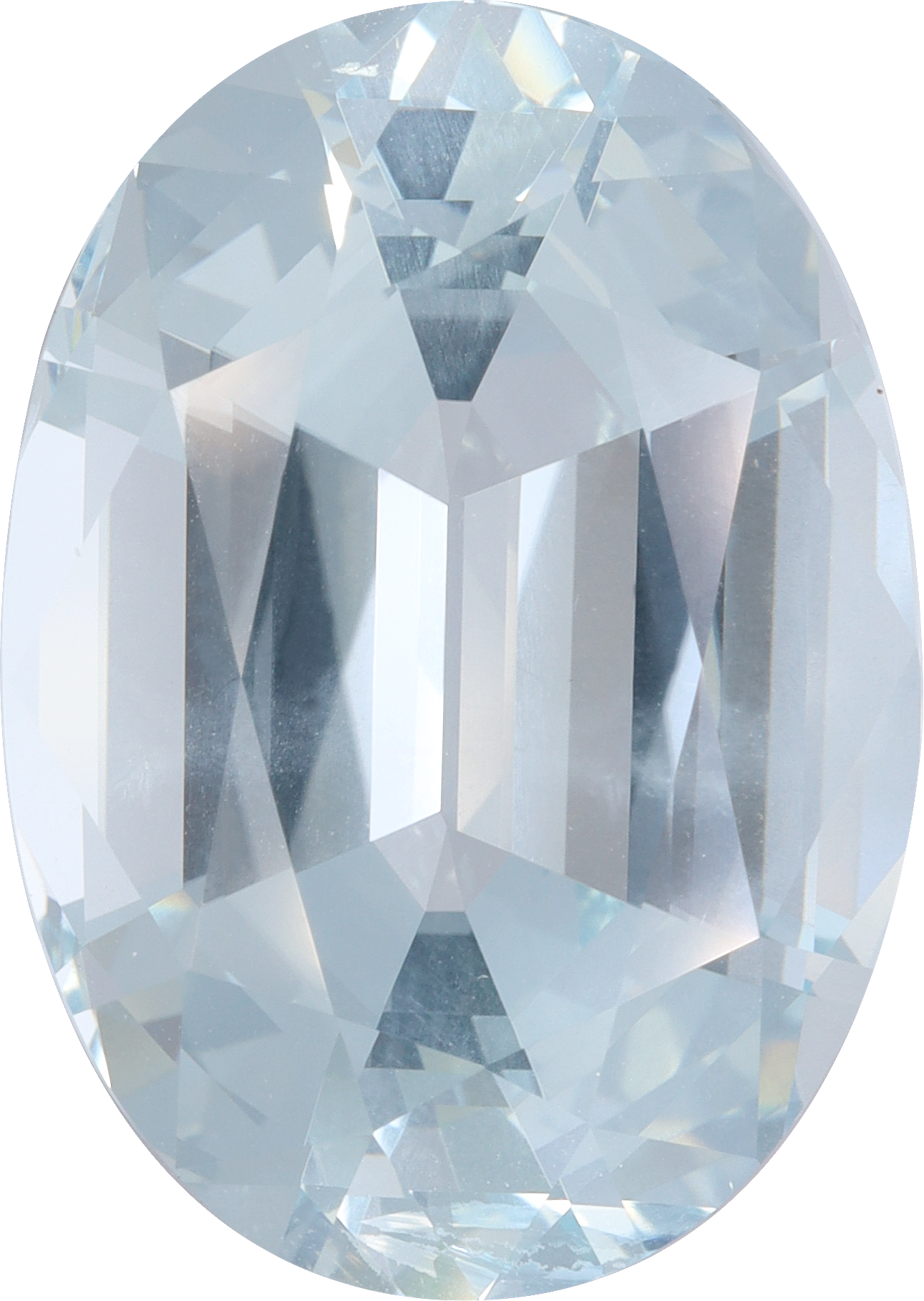 Oval cut aquamarine, 21.38 by 15.24 mm, shown at actual size