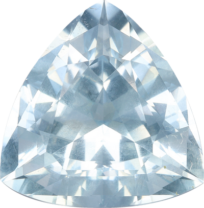 Trilliant cut aquamarine, 16.34 by 16.05 mm, shown at actual size