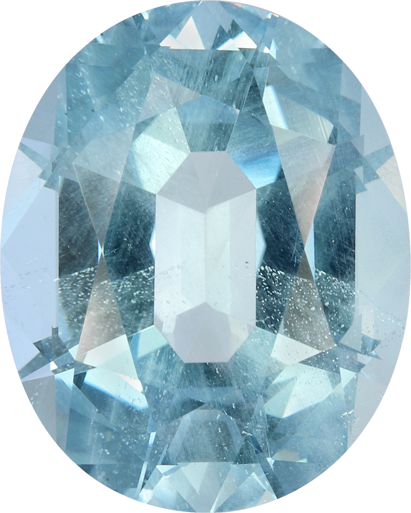 Oval cut aquamarine, 18.66 by 14.95 mm, shown at actual size