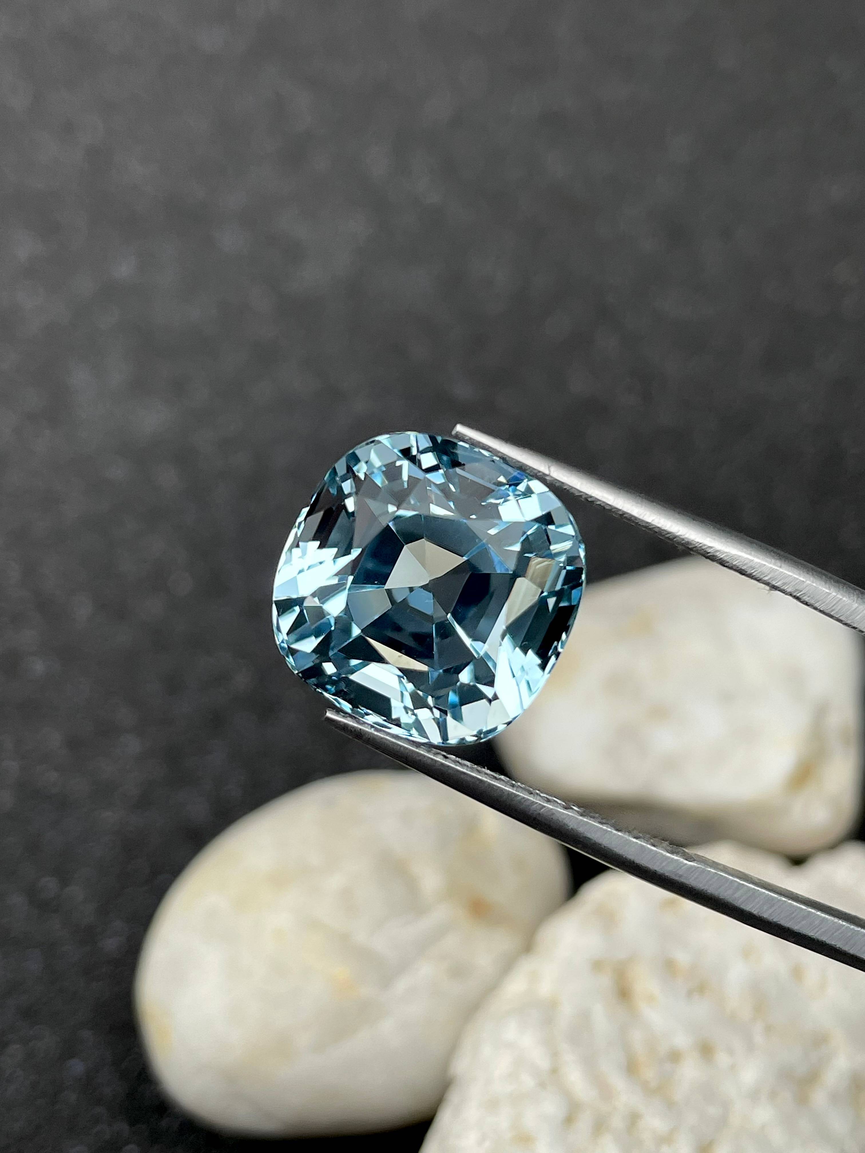 baby blue aquamarine, 11.63ct cushion cut — view 5