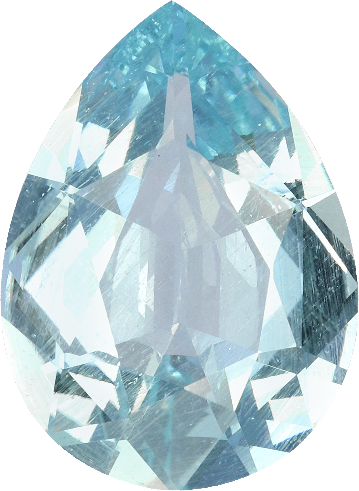 Pear cut aquamarine, 18.2 by 13.35 mm, shown at actual size