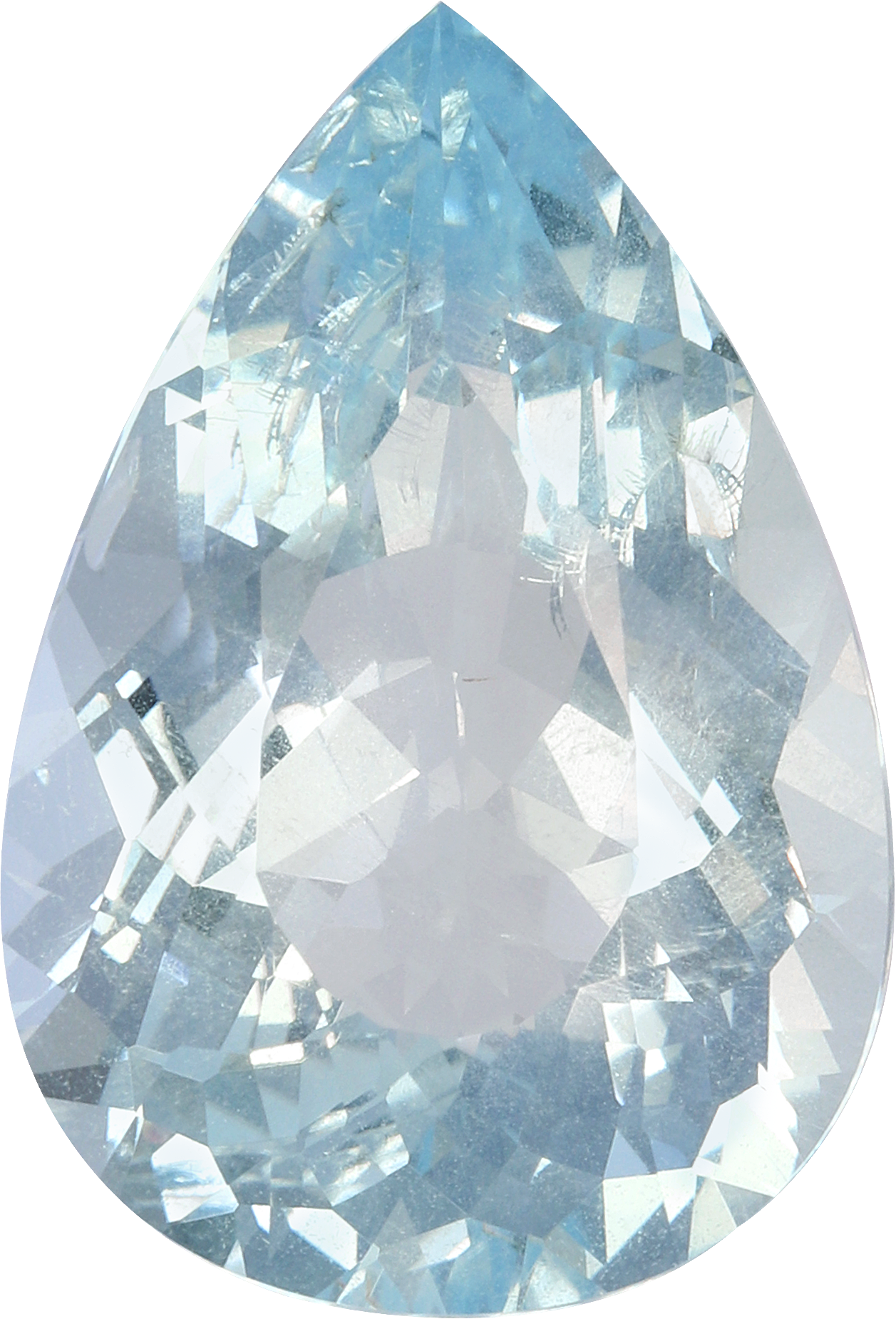Pear cut aquamarine, 17.67 by 11.99 mm, shown at actual size