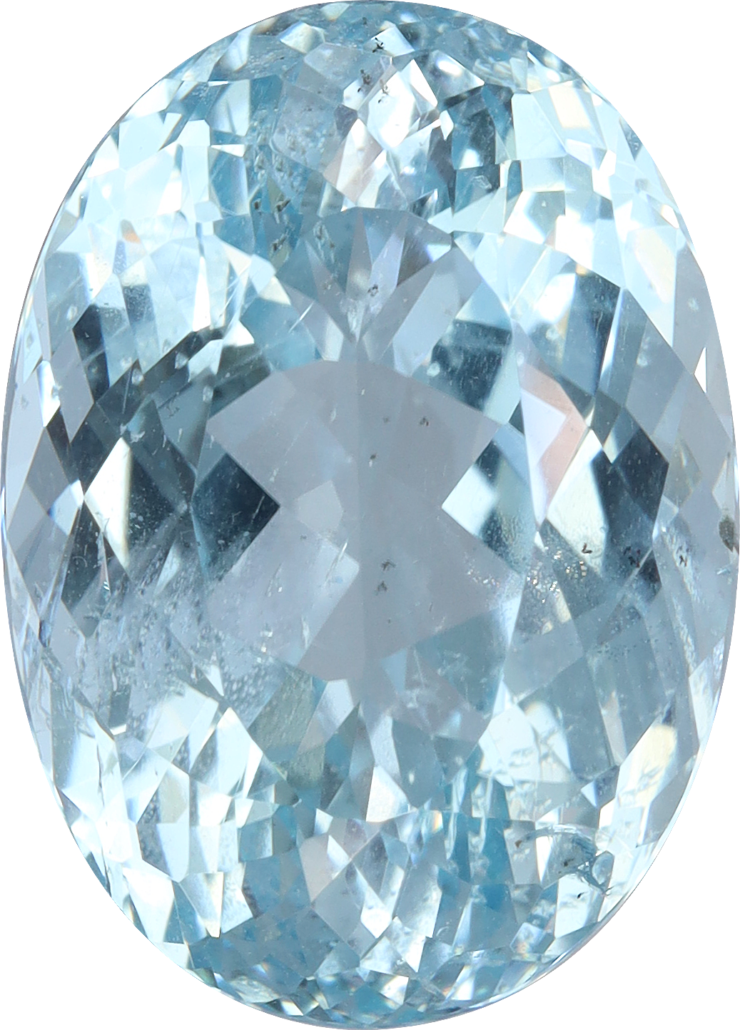 Oval cut aquamarine, 14.6 by 10.51 mm, shown at actual size